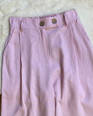 Pantalone 55% lino rosa