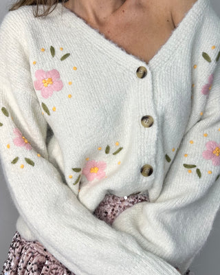 Cardigan floreale avorio - grigio - nero