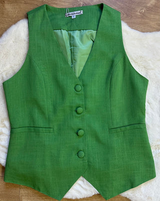 Coordinato verde con gilet e short 30% lino