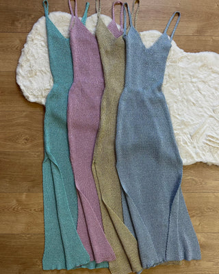Abito lurex con schiena scoperta 4 colori