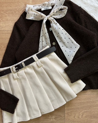 Panta gonna plissè Paris in velluto a costine avorio