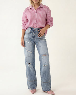 Jeans wide leg con strappi