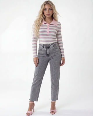 Mom jeans grigio