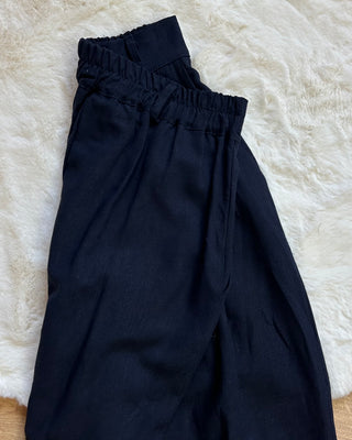 Pantalone 55% lino blu navy