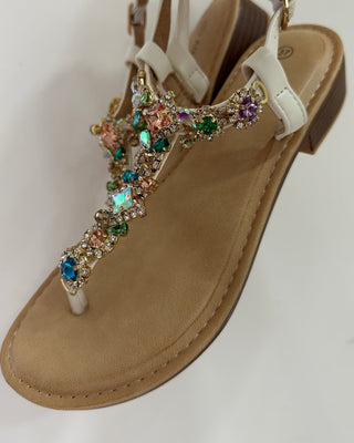 Sandali gioiello con strass multicolor