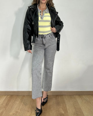 Maglia paris a righe grigio e giallo