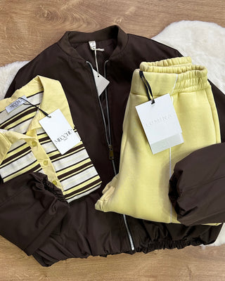 Maglia cotone a righe giallo