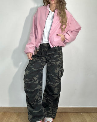 Bomber girocollo rosa