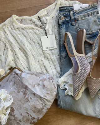 Slingback beige ricoperta di strass