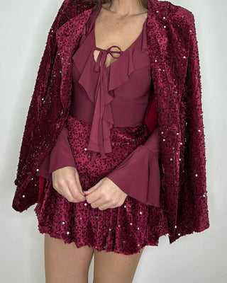 Giacca sfiancata in velluto ricoperta di paillettes