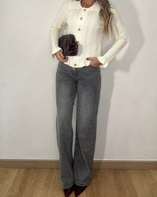 Jeans wide leg grigio