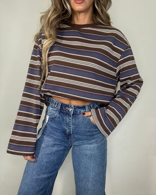 Maglia Oversize a Righe Chocolate & Blue