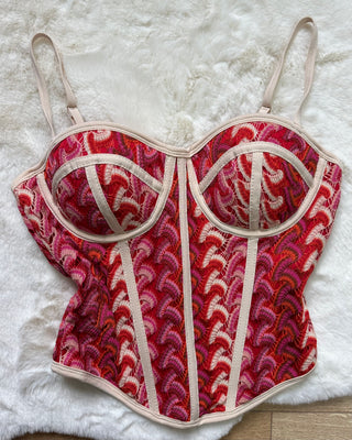 Corpetto multicolor ricamato con coppe push up
