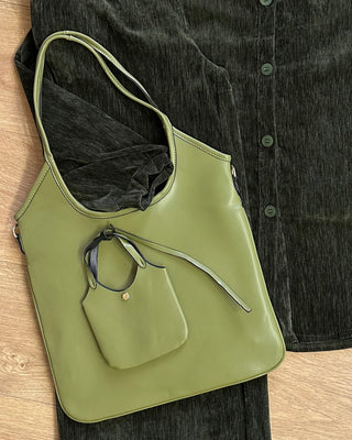 Shoulder Bag Olive – Con Mini Pouch