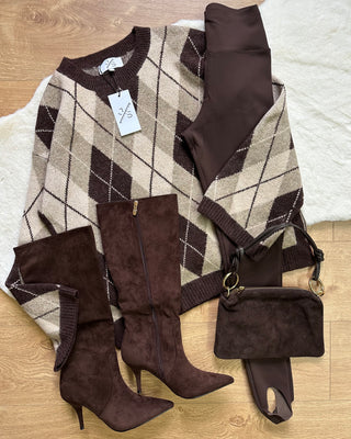 Stivali effetto suede cioccolato