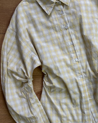 Camicia 100% cotone a quadri con maniche a palloncino