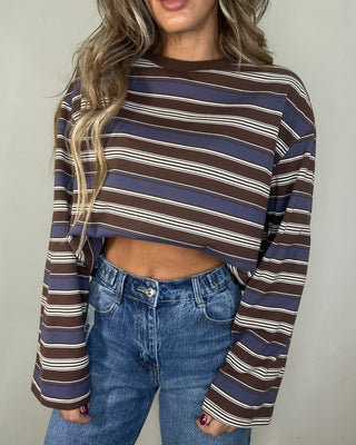 Maglia Oversize a Righe Chocolate & Blue