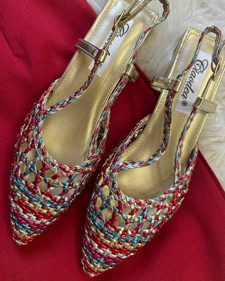 Slingback intrecciate multicolore
