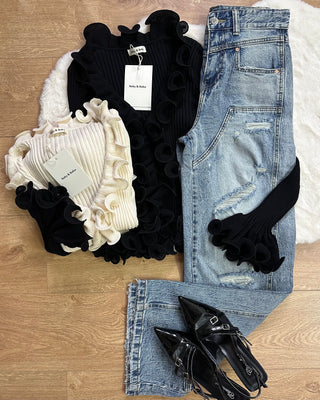 Jeans wide leg con strappi