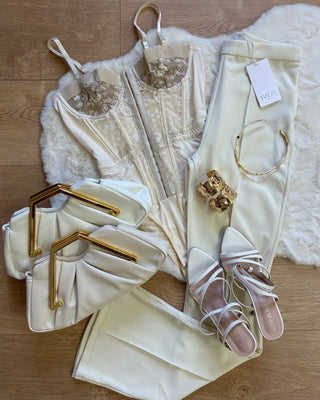 Body avorio paris effetto corsetto in pizzo