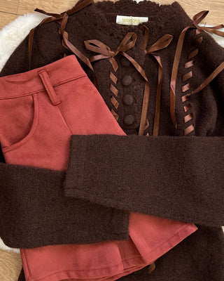 Gonna effetto scamosciato color ruggine