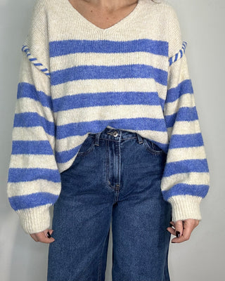 Maglione Paris scollo AV azzurro