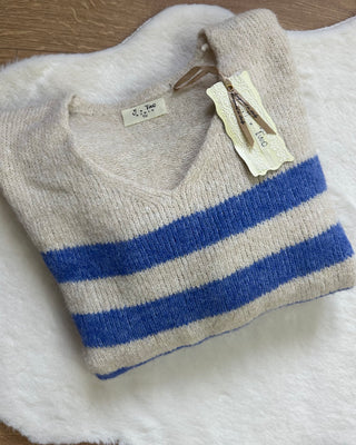 Maglione Paris scollo AV azzurro