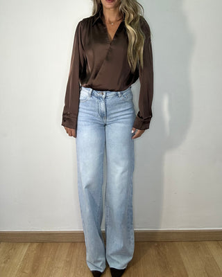 Jeans Wide Leg Raw Cut