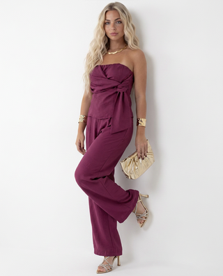 Coordinato top e pantalone amarena