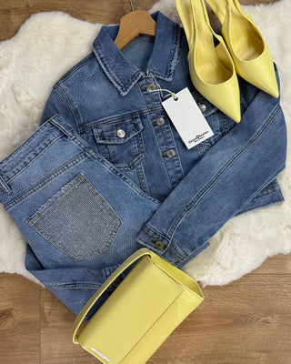 Giubbotto crop in denim
