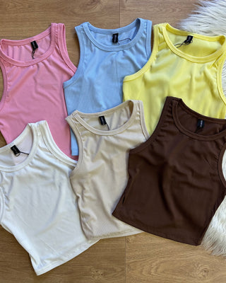 Canotta crop a costine 6 colori