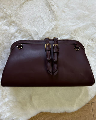 Borsa cioccolato con tracolla e doppi manici