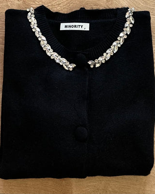 Cardigan gioiello con bottoni rivestiti 5 colori