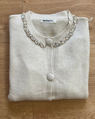 Cardigan gioiello con bottoni rivestiti 5 colori