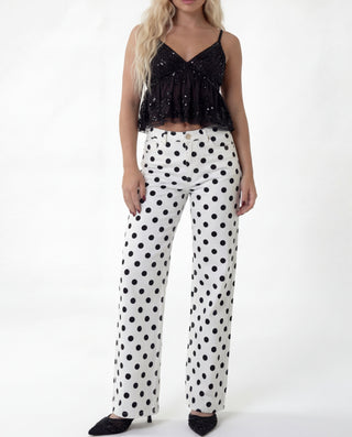 Coordinato denim a pois 98% cotone