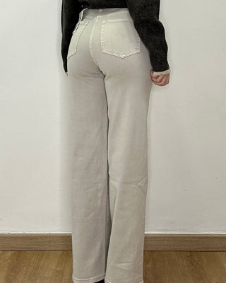 Jeans wide leg avorio