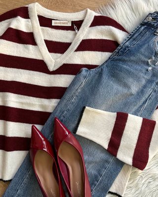 Maglioncino righe scollo AV 5 colori