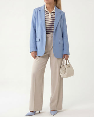 Panta palazzo con elastico beige chiaro