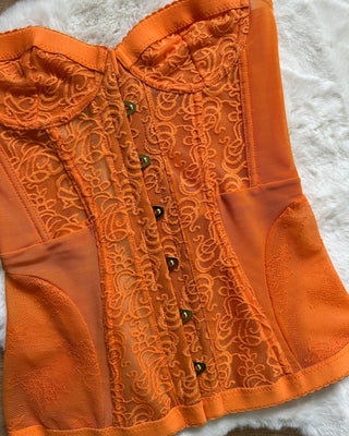 Corpetto bustier arancione e avorio