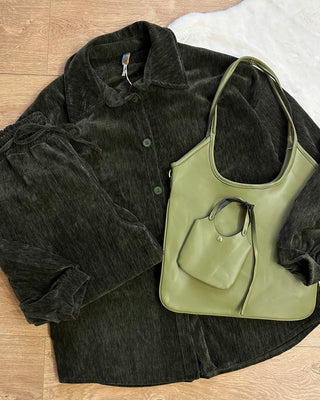 Shoulder Bag Olive – Con Mini Pouch