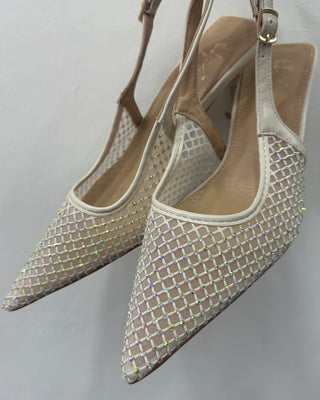 Slingback beige ricoperta di strass