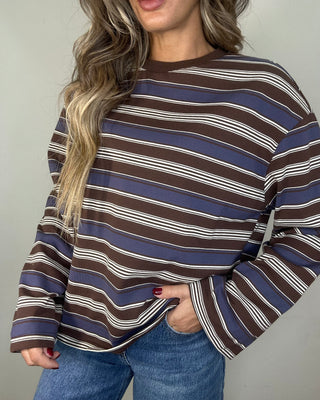 Maglia Oversize a Righe Chocolate & Blue