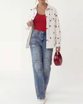 Jeans wide leg con strappi