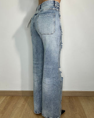 Jeans wide leg con strappi