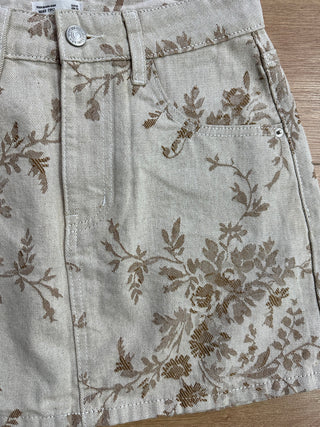 Gonna in denim con trama floreale