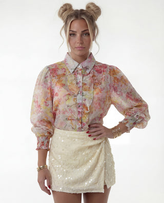 Short effetto gonna con paillettes avorio