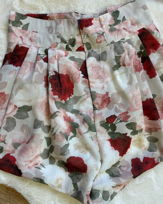 Short Floreale cipria 95% cotone
