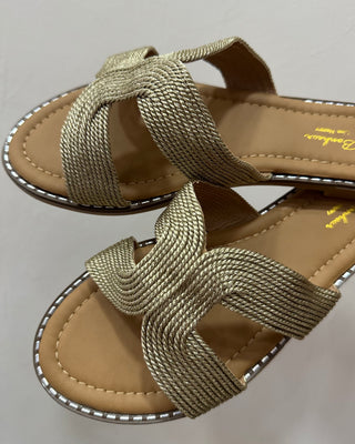 Ciabatte intrecciate oro