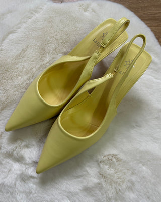 Décolleté slingback giallo pastello con tacco medio
