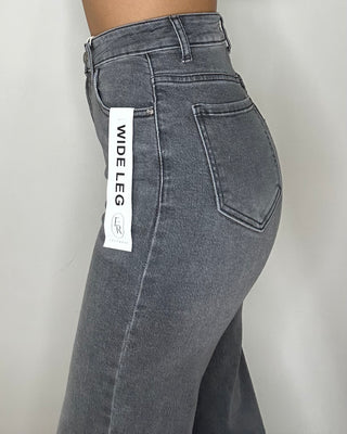 Jeans wide leg grigio